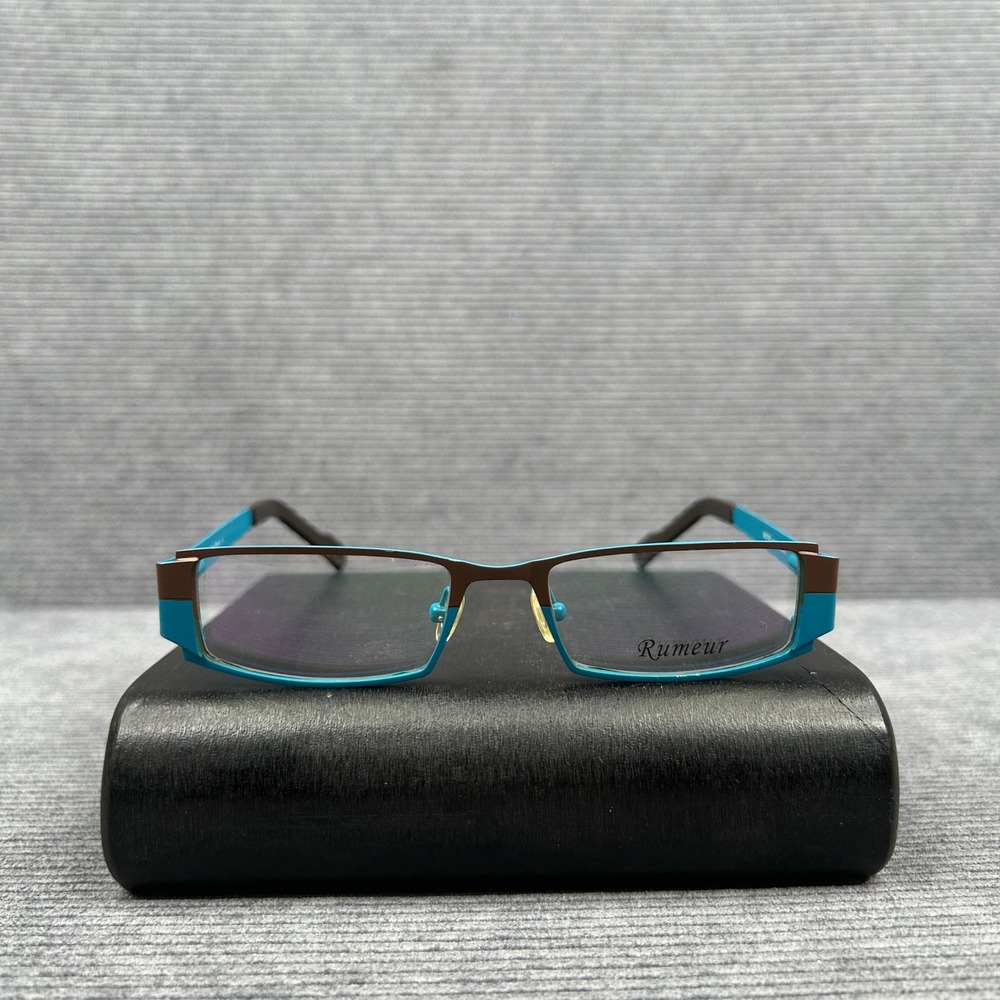 Rumeur Frame France M0702 Blue Brown Rectangular Y2k Eyeglass Frames 49-17-135